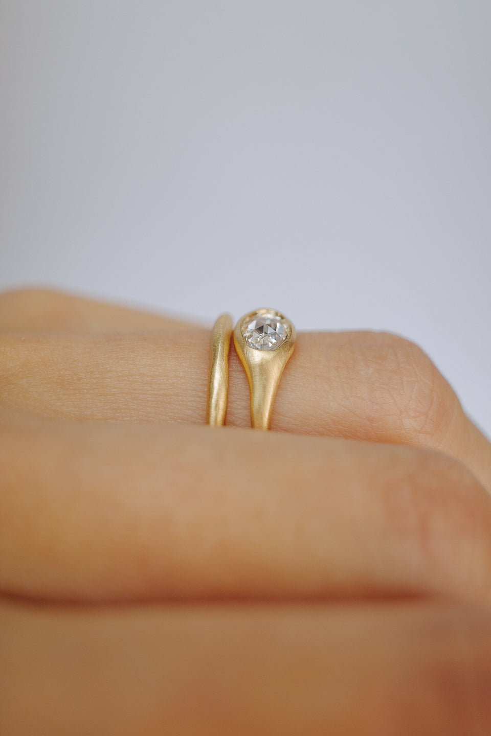 East/West Rose Cut Diamond Signet