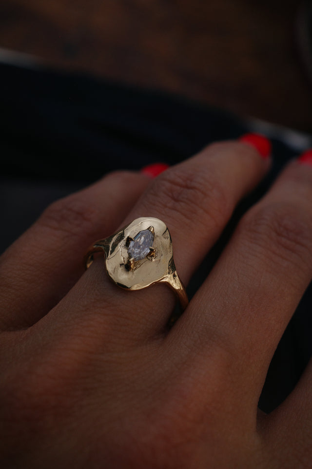 Champagne Diamond Shield Ring