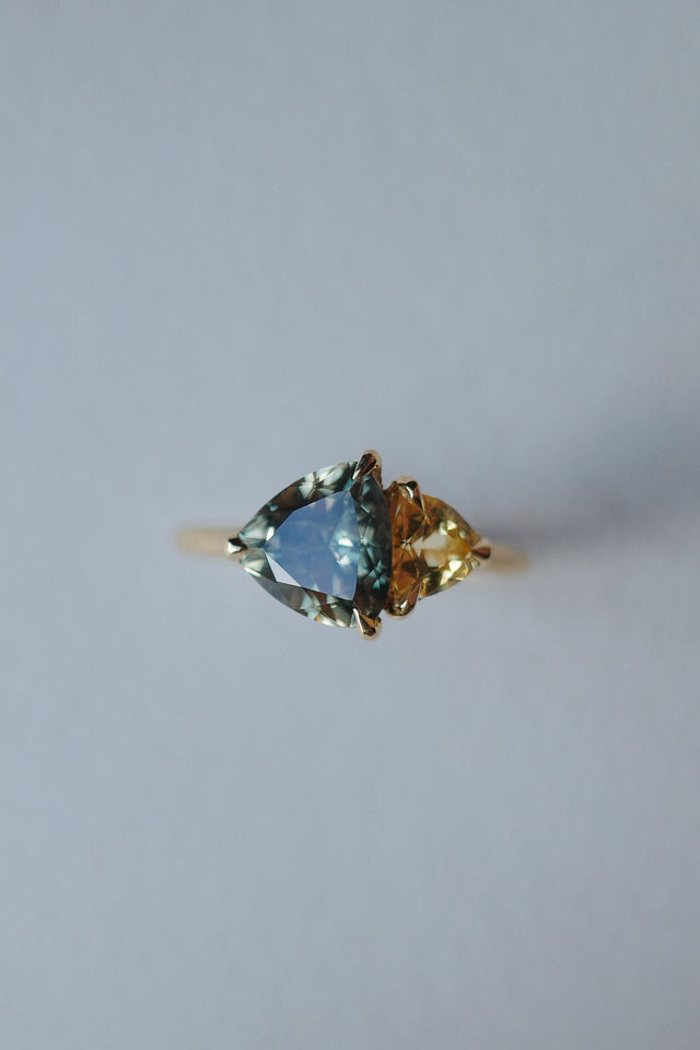 Austrialian Trillant Sapphire Toi et Moi Ring
