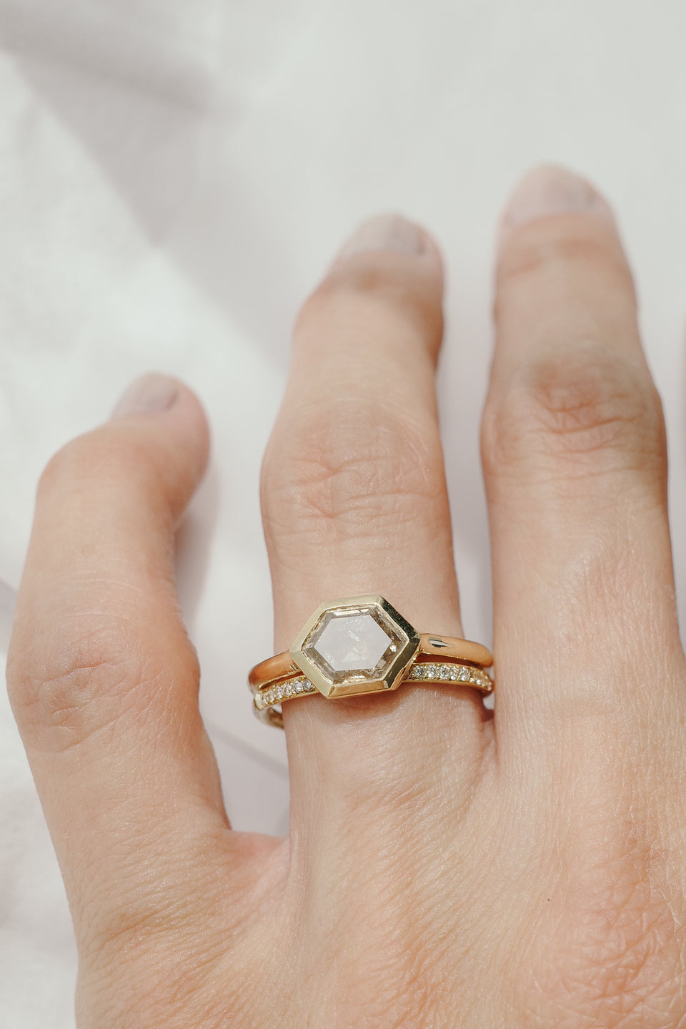 Pavé Ring in Fairmined Gold with Champagne Diamonds