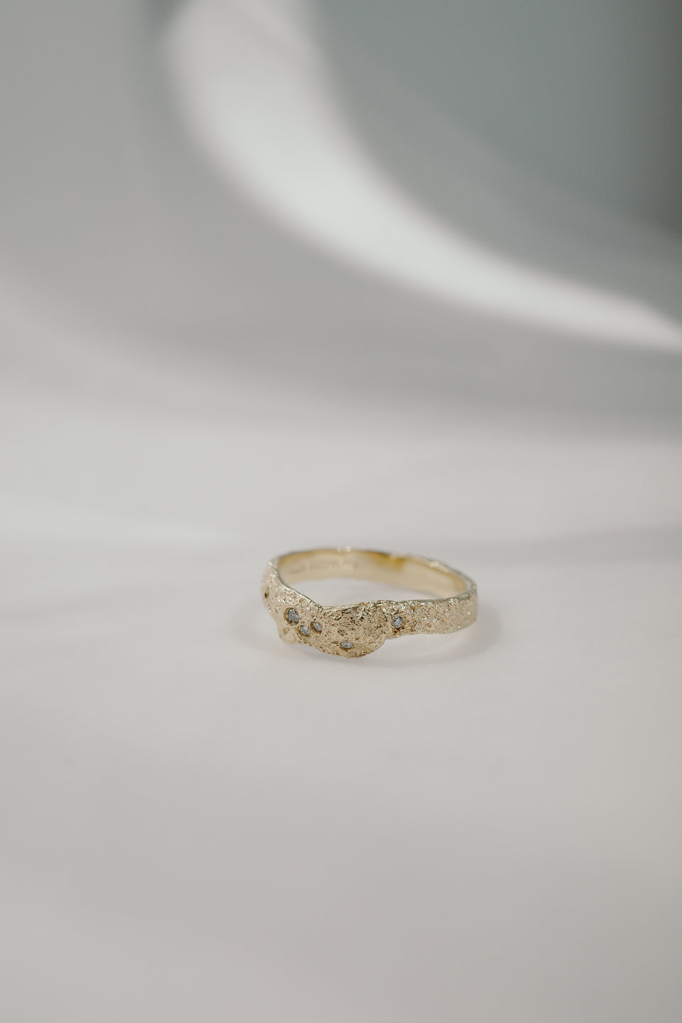 Sandstone Wrap Band in Fairmined Gold with Salt + Pepper Diamonds