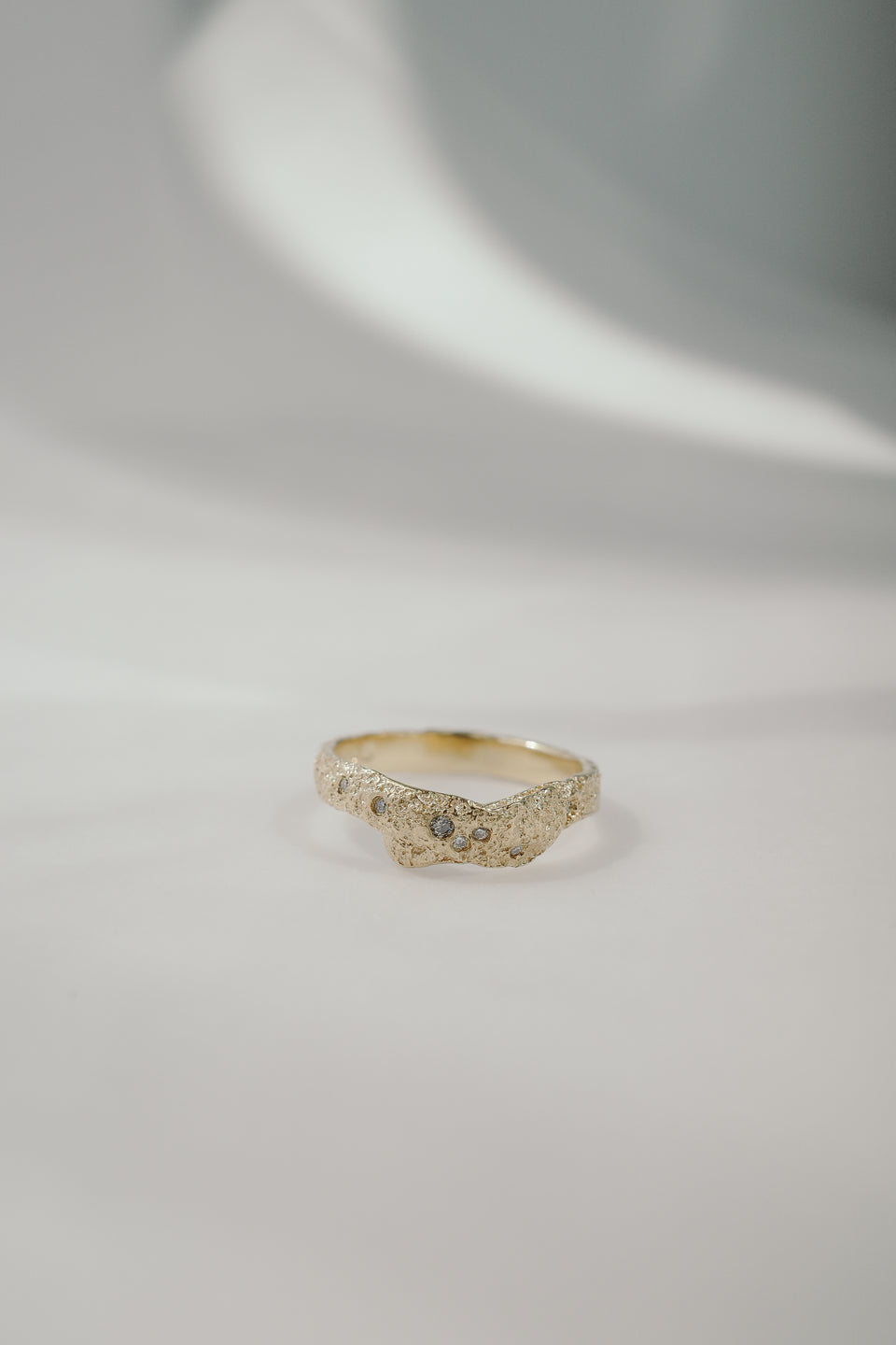 Sandstone Wrap Band in Fairmined Gold with Salt + Pepper Diamonds