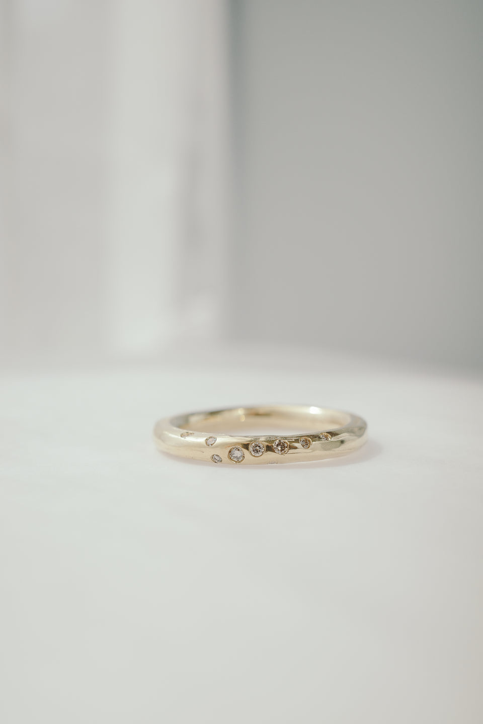 Orbital Round Band in Fairmined Gold with Champagne Diamonds