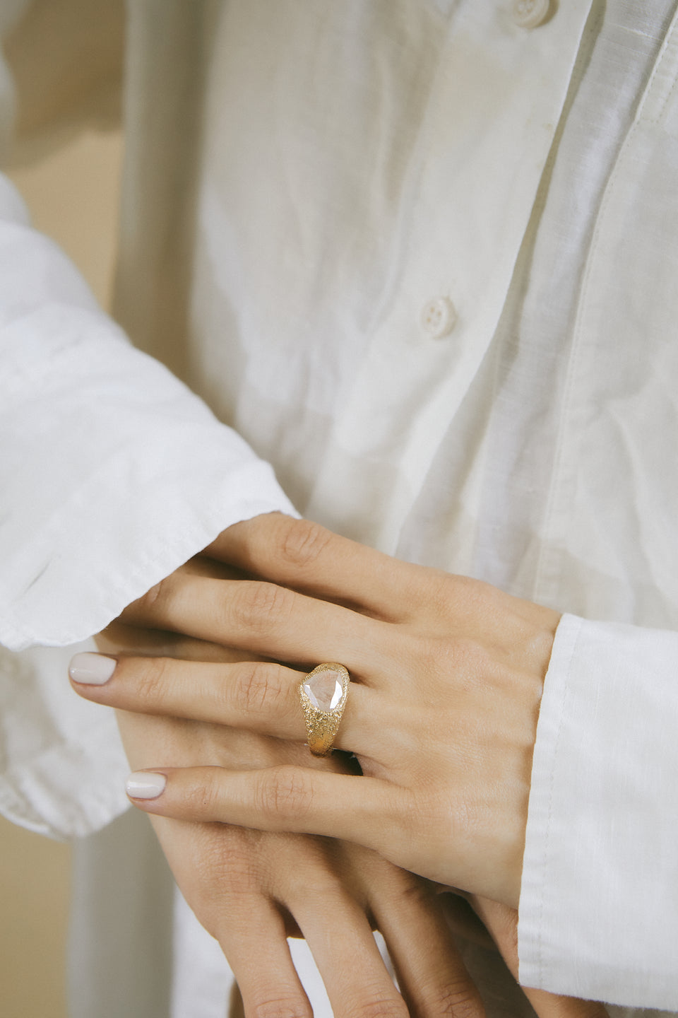 Pear Diamond Signet Ring