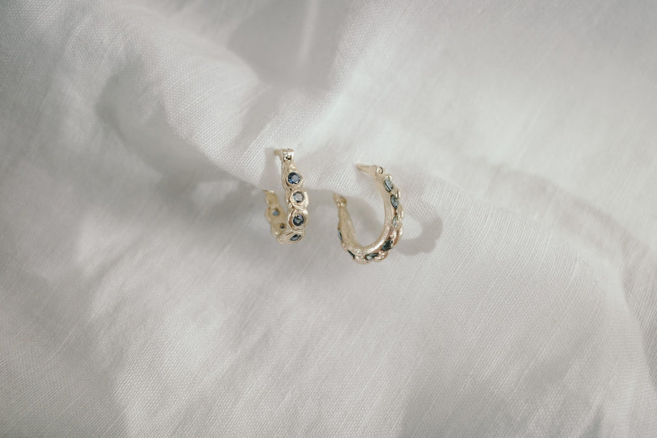 Sapphire Hoop Earrings - Single or Pair