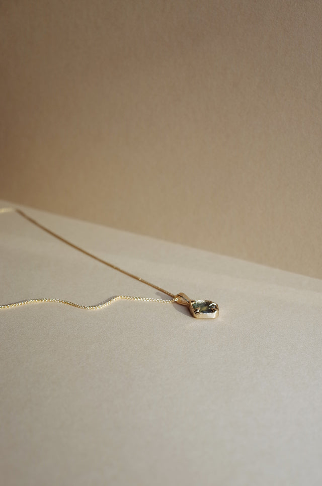 Floating Sapphire Slice Necklace
