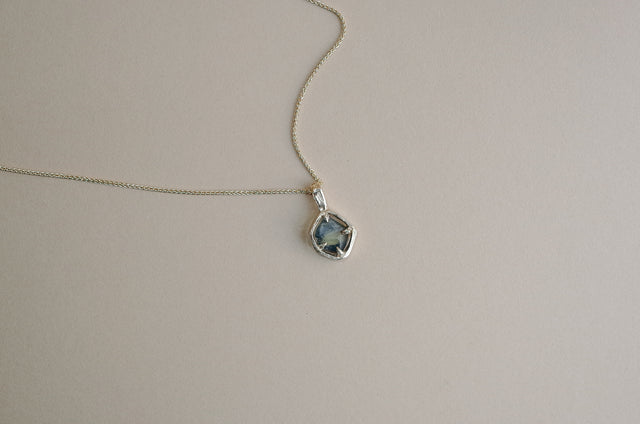 Floating Sapphire Slice Necklace