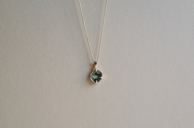 Floating Sapphire Slice Necklace
