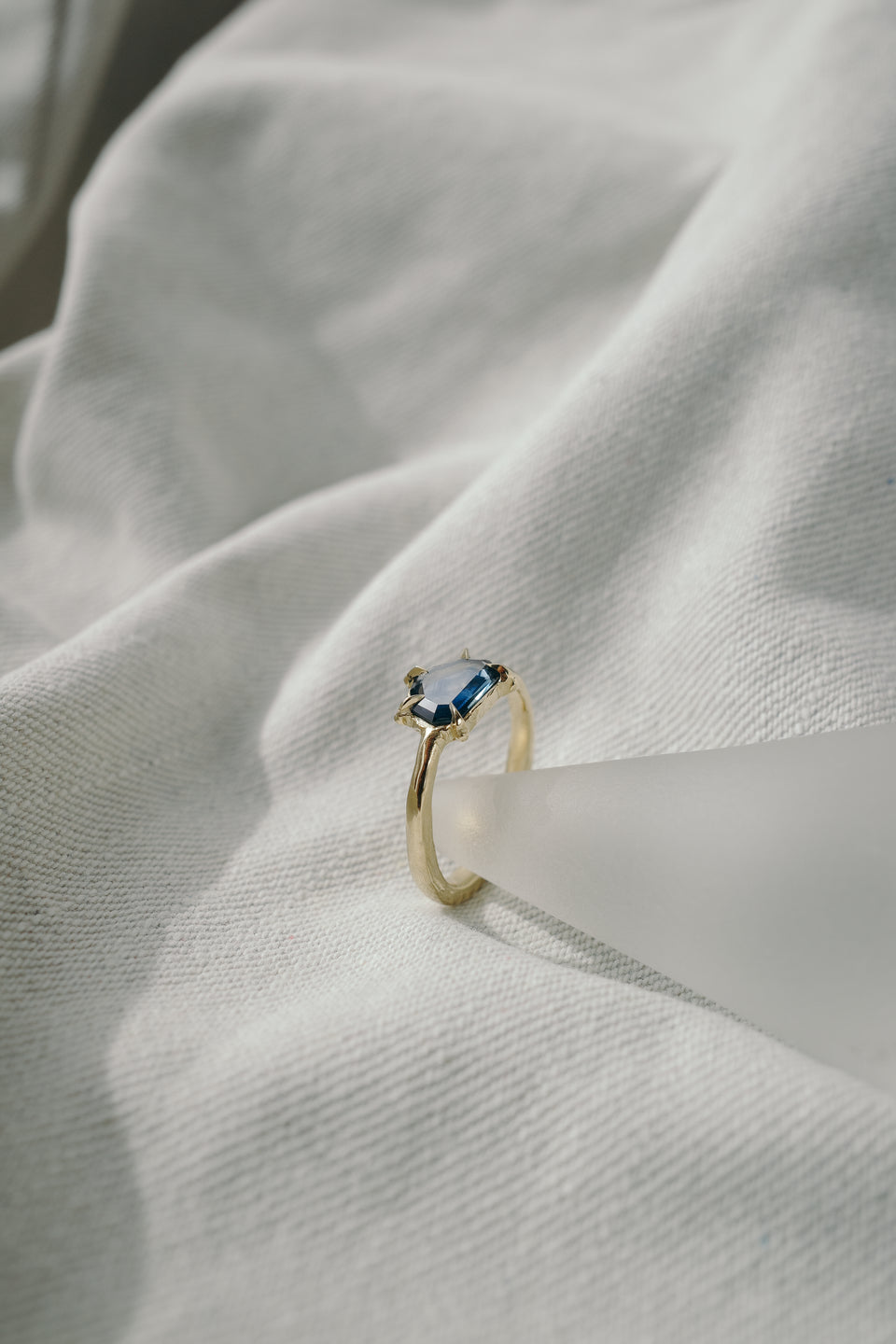 Blue Nonagon Sapphire Ring