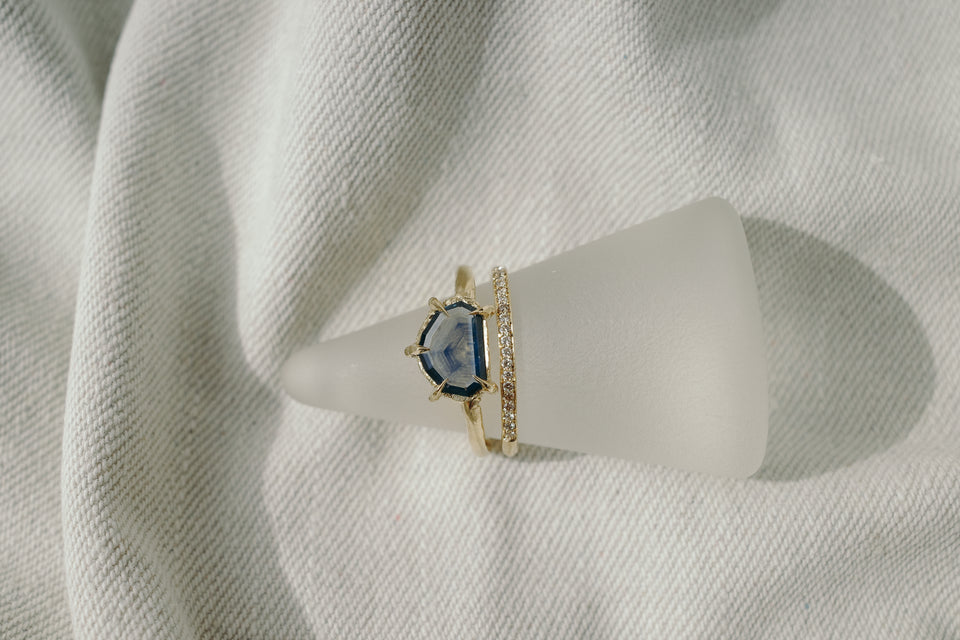 Blue Nonagon Sapphire Ring