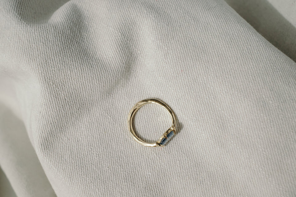 Blue Nonagon Sapphire Ring